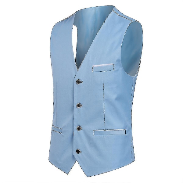 Miesten puku Business Casual 3-osainen puku Blazer Housut Liivi 9 väriä Z Light Blue S