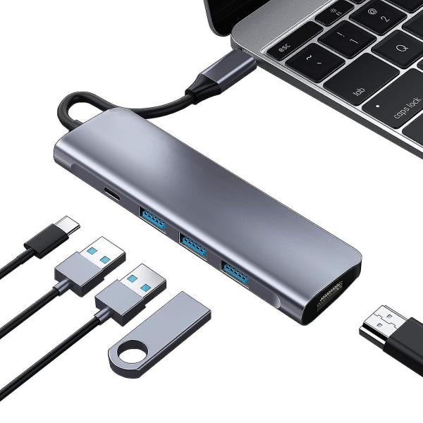 Ny produkt Type-c Hub Dockningsstation 5-ports USB C Expansion HDMI Lågtemperatur Macbook-tillbehör Usb3.0*3