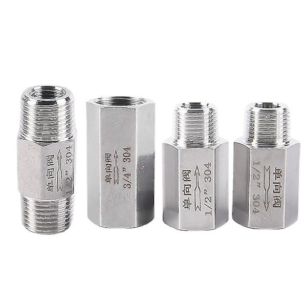 1/8 tommer; 1/4 tommer; 3/8 tommer; 1/2 tommer; 3/4 tommer; 1 tommer; Bsp Npt hunn-hann gjenge enveis tilbakeslagsventil ikke-retur inline 304 rustfritt stål Male To Male BSP
