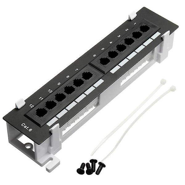 Nätverksverktygssats 12-portars Cat6 Patchpanel Rj45 Nätverksväggmonteringsställ med ytmonteringsväggfäste B