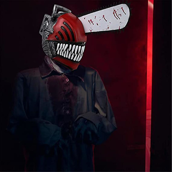 Onxe Chainsaw Man -naamio, kauhu, pelottava lateksipäähine, täysi naamio Halloween-karnevaaliin, cosplay-juhliin, rekvisiitta