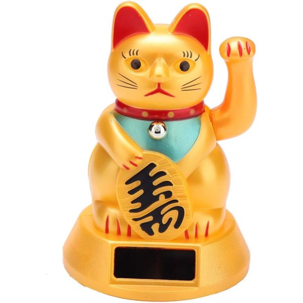 Solar Lucky Cat, söt Maneki Neko Lucky Cat viftande med armar, soldriven vänlig välkomstkatt för hem/butiker/bil/restauranginredning
