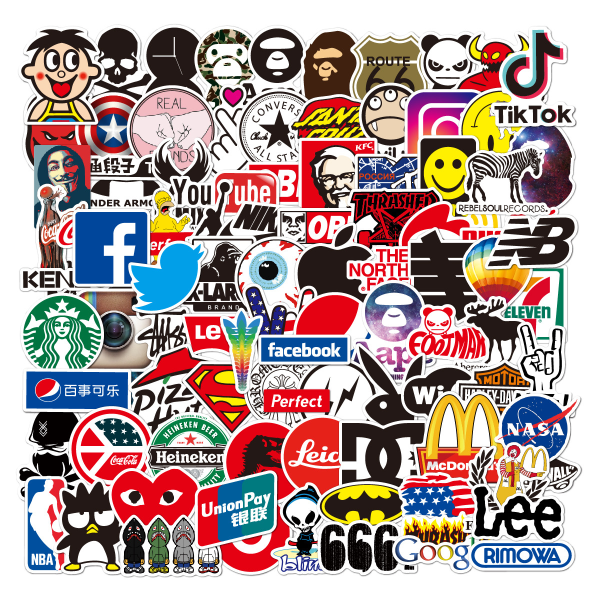 100 stk Fashion Graffiti Stickers Vandtæt Laptop Bagage Skate multicolor TT040