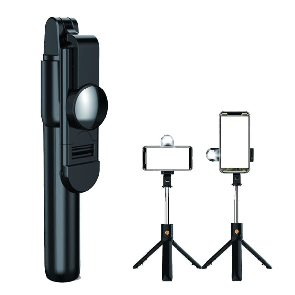 3-i-1 Selfie Stick-stativstativ Udtrækkelig aftagelig Bluetooth Wireless 2023 Black