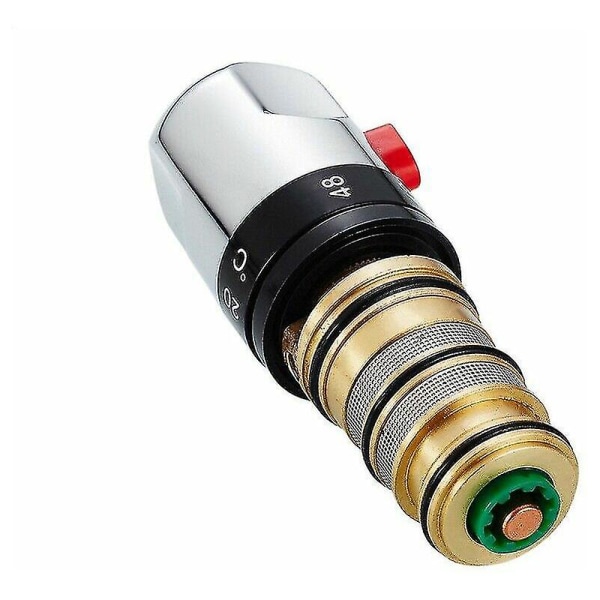 Chrome Thermostatic Shower Faucet Replacement Cartridge - All-Copper Cartridge for Temperature Control