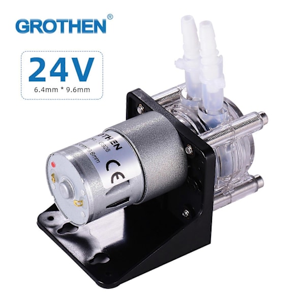 GROTHEN DC 24V Peristaltisk Pumpe med Silikoneslange Høj Flow Vand Væskepumpe Doserings Vakuumpumpe Selvansugende Anti-Korrosion Justerbar Flow til DI