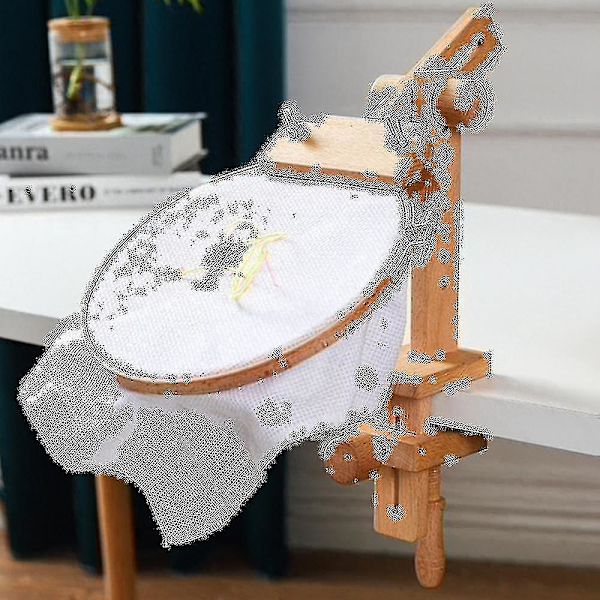 Treholder i tre for broderiramme, 360 graders rotasjon, justerbart skrivebordsstativ, kryssstativ, med broderi