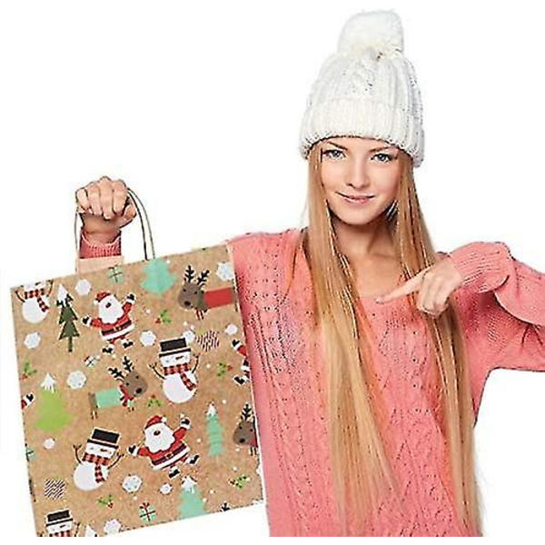 12 Stykker Juleposer Gaveposer Kraftpapir Festposer Juleposer Papir