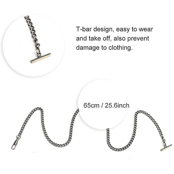 Urkæder Retro T-bar Metal Lommeur Tilbehør Antikke Kæder Vest