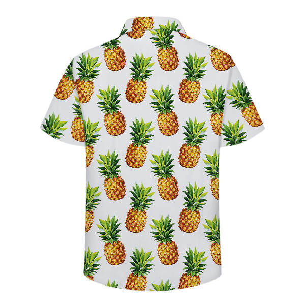 Allthemen herre 2-delt sommer ananas printet strandskjorte og shorts L