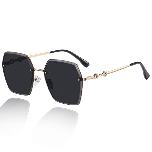 Rimless solbriller til kvinder, oversize polariserede solbriller, Fas
