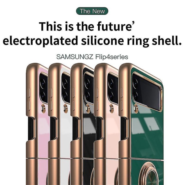 Astronaut Hidden Stand Deksel Kompatibel Samsung Galaxy Z Flip 3/z Flip 4 Magnetisk elektroplettert Ring Stand Deksel White