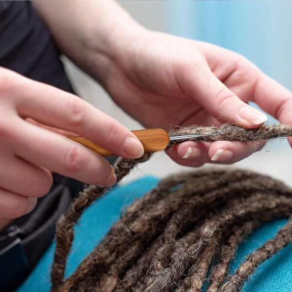 Dhrs 9-delt sett med bøyde låsekroker for hekling av dreadlocks