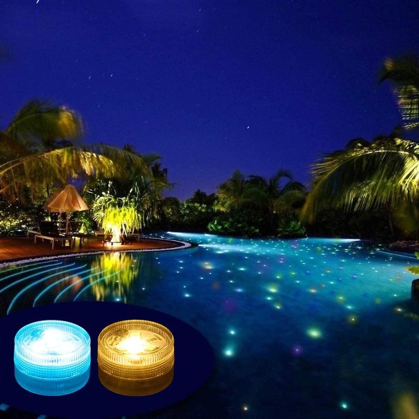 10 stk Mini nedsenkbare LED-lys, Aled-lys undervannslys Vanntette Rgb Multicolor Led-stearinlys med 2 fjernkontroller for svømmebasseng
