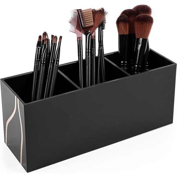 Makeup Brush Holder Organizer - 3 Slot Akryl Kosmetik Børster Opbevaring