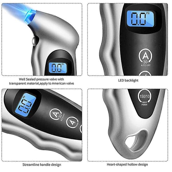 Digital Däcktrycksmätare LCD-Display Manometer Barometer Testare för Bil Lastbil Motorcykel Röd