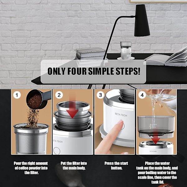 Mini kaffebrygger bærbar kaffemaskine enkeltservering kop dryp kaffemaskine
