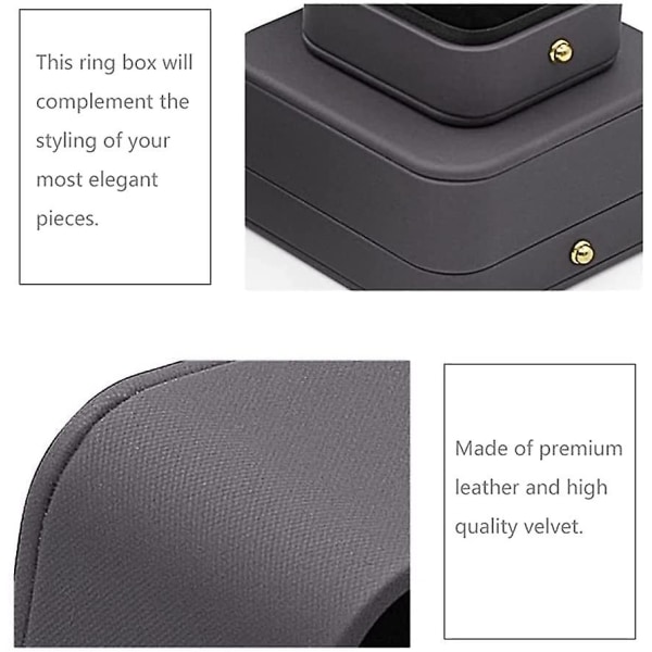 Forlovelsesring Æske Grøn, Firkant Læder Fløjl Ringbærer Æske, Premium Smuk Vintage Enkelt Slot Ring Æske Til Frieri, Bryllup, Ceremoni, Jubilæum