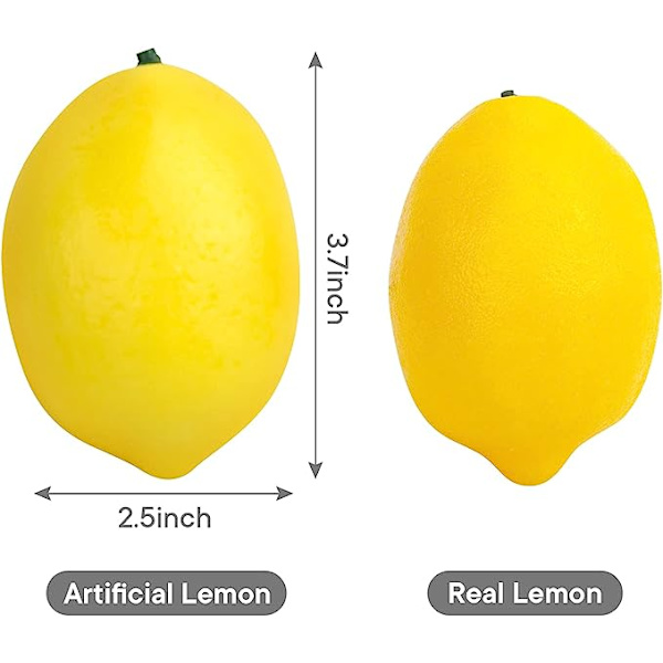 Konstgjorda citroner, 3,7\" x 2,5\" stor storlek levande konstgjord citron plast falsk gul citron Yellow lemon (large) 12