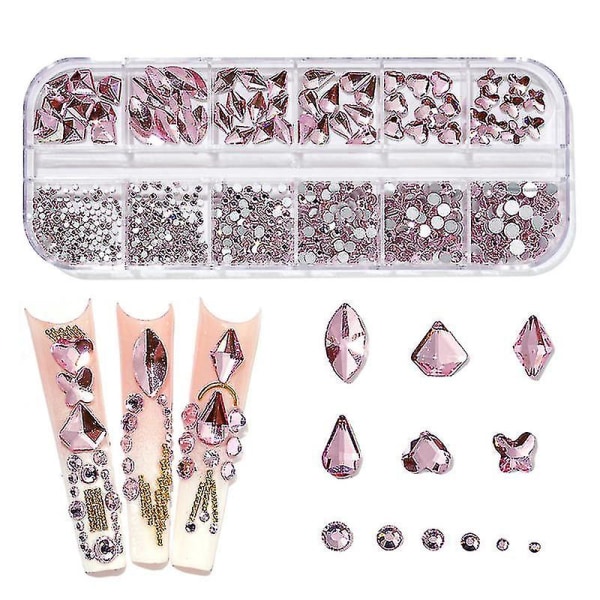 3D Glitter Nail Art Ab/färgglada Hotfix Rhinestones Flatback Kristall Diamant Pärlor Multi Storlek 12 Gird