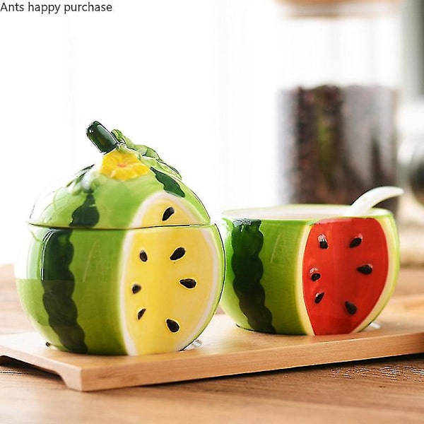 Frugtkeramik krydderiglas krydderi beholder vandmelon/granatæble/citron krydderi boks køkkenartikler dekoration krydderitank yellow Lemon
