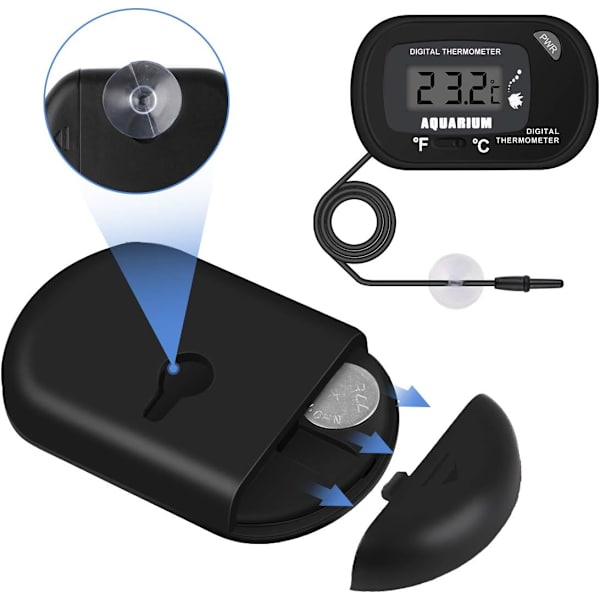 2 stk. Digitalt LCD-termometer til akvarie