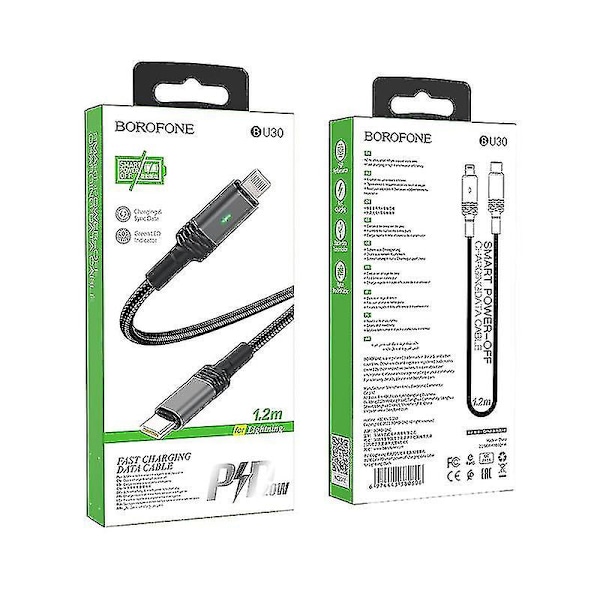 Borofone Bu30 Lynk & Co Pd Intelligent Power-off Data Cable Lämplig för Apple Nylon Flätad Snabbladdningsdatakabel