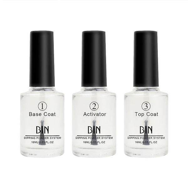 3 stk./sæt 15 ml neglefarve dip dyppulver Pro Polish Starter Kit Base Top Coat