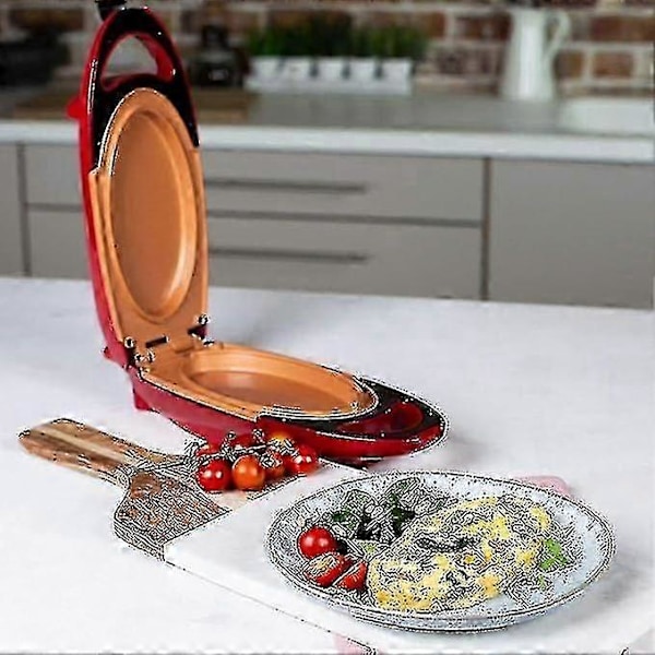 Omeletpande - Bærbar elektrisk stegeplade - To pladers omeletpande med non-stick belægning