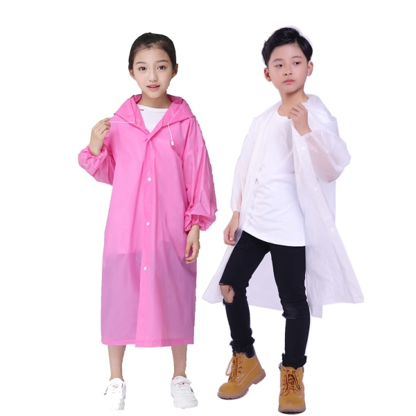 Regnfrakke til børn, [2 pakke] EVA Kids Regnfrakke Genanvendelig regnponchojakke til drenge og piger 6-13 år
