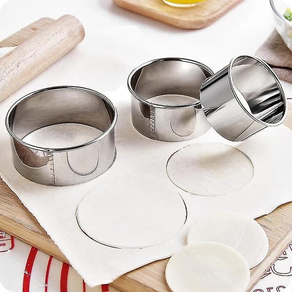 3 stk. rustfrit dumplingsmaskine form rund/blomst dumplingsside, bagværk