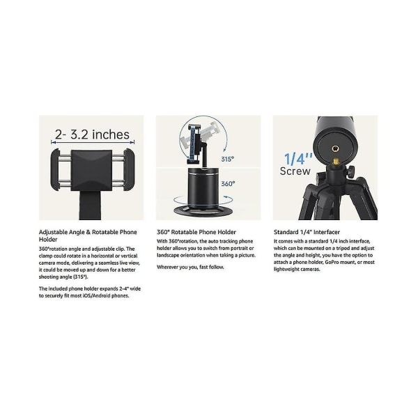 Automatisk ansiktsföljande stativ 360 Ai-rotation Gimbal Stabilisator för telefon Smart telefonhållare för live