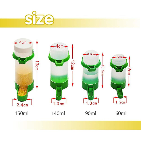 2 Pakkaa Automaattinen Lintujen Ruokinta- ja Juoma-astia, Lintuvesipullo Juoma-astia Ripustuslintuhäkkiin Papukaijoille 60/150 Ml, 60 Ml (2.03 Oz)