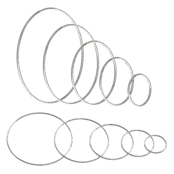 10 st 5 storlekar metallring ringar kompatibla med DIY krans drömfångare hantverk