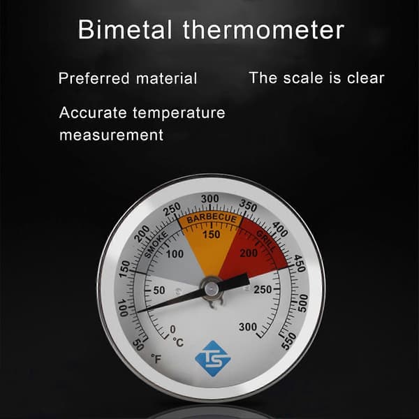 0-300 Grader Celsius Rostfritt Stål BBQ Grill Termometer Temperaturmätare