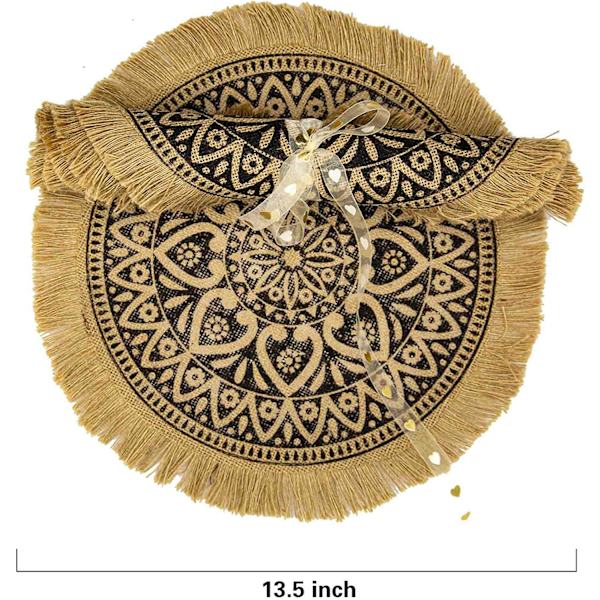 Runde Placemats, Sett med 4, Vevde Kjøkkenbordmatter