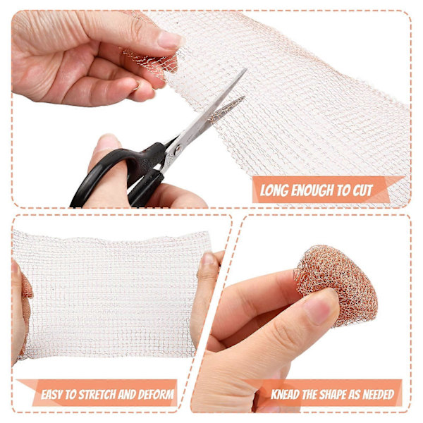 6 M Kobbernet mod Snegle, Fleksibel Ren Kobbernet Stopper, Kobbernet Strikket Kobberfilter Net