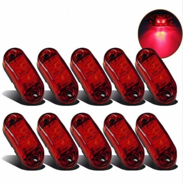 10 stk varsellys LED tåkelys tilhenger lastebil LED sidemarkør red