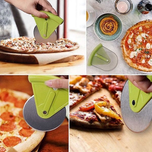 Pizza Skærer Hjul med Beskyttelsesskærm - Bærbar Pizza Slicer med Skarp Rustfri Stål Klinge, Klinge Dækning