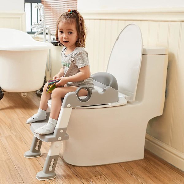 Pottetræning Toiletsæde Med Trin Skammel Stige Til Drenge Og Piger Baby Toddler Barn Toiletræning Sæde Stol Med Håndtag Polstret Sæde Non