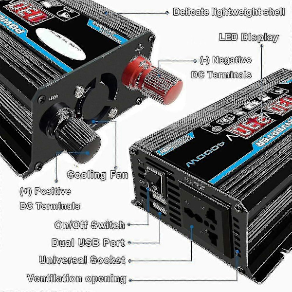 4000W Omvandlare 12V till 220V Ren Sinusvåg Växelriktare Ren Sinusvåg Transformator Med Fjärrkontroll &