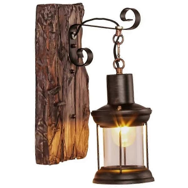 Archaize industriel trævæglampe rustik væglampe dekoration Rustic Wall Lamp no bulb