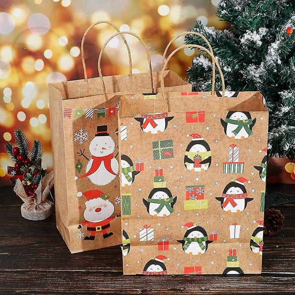 12 Styk Juleposer Gaveposer Kraftpapir Festposer Juleposer Papir
