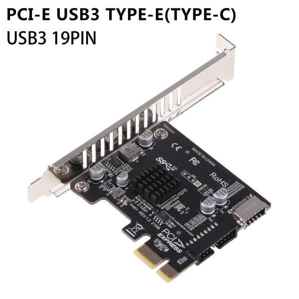 Pci-e til usb 3.0 utvidelseskort 5gpbs Type E Pci Express-kort 19/20 pins overskrift