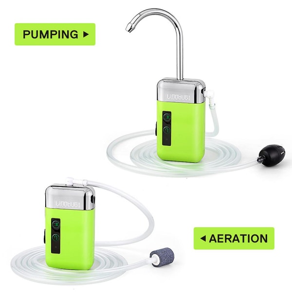 Bärbar utomhus miniluftpump luft syrepump med luftstenrör 3-i-1 avkänning USB-laddning automatisk vattenpump multifunktionell syrepump Noisel