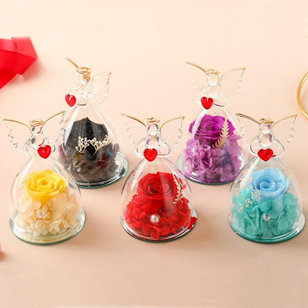 Evig Rose i Engel Glas Cover Evige Blomster Hjem Indretning