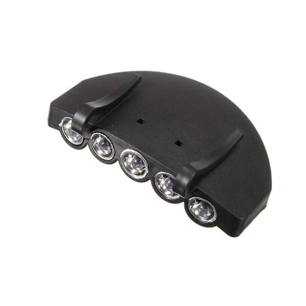 5 Led Cap Light Sykkel Lys Praktisk Håndfri Hat Clip lommelykt for utendørs jogging Sportsbatteri inkludert) (svart)
