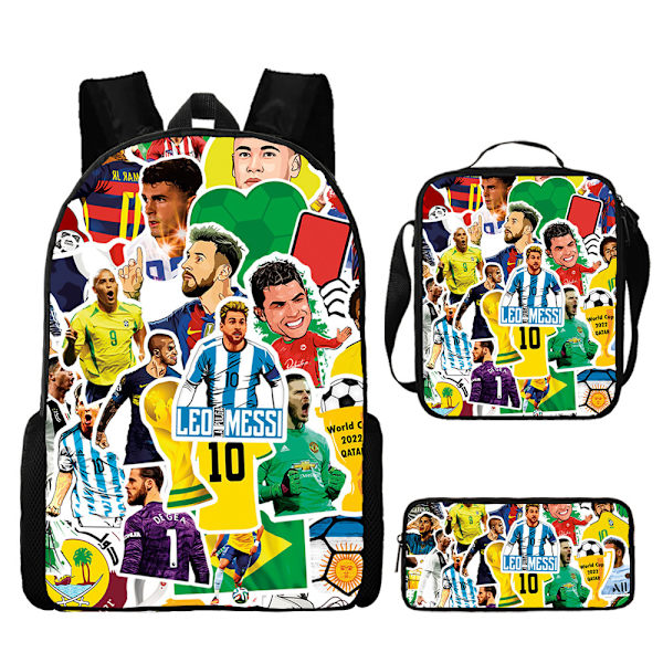 3 kpl/setti jalkapallo tähti reppu opiskelija koululaukku 5 backpack