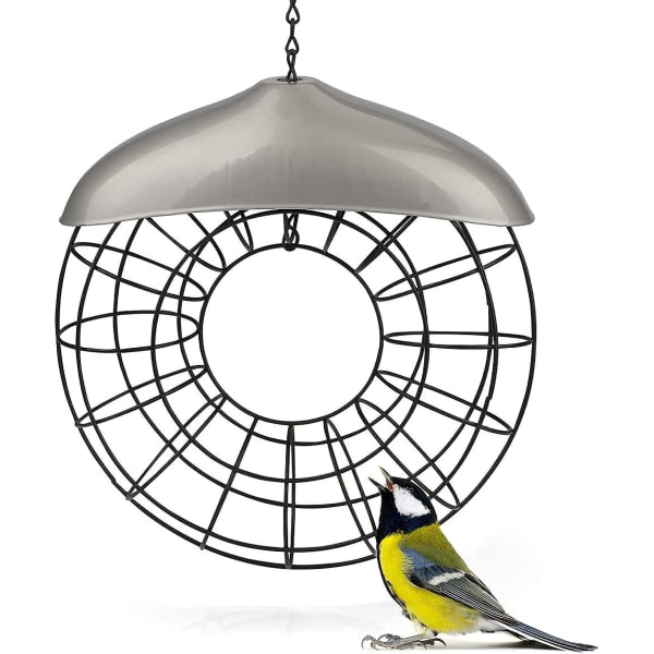 Fat Ball Feeder Silver - Metal Fat Ball Holder For Birds Hanging With Stainless Steel Mesh - Ecological Bird Feeding Without Net