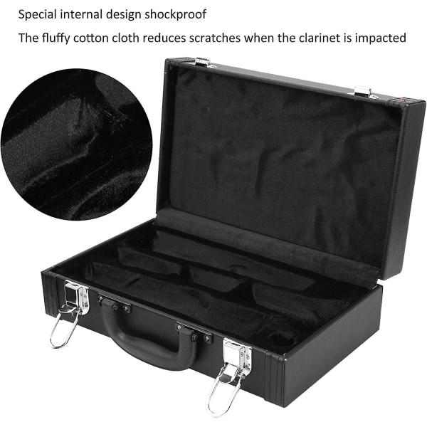 Klarinet Etui Vandtæt Stødsikker Kunstlæder Klarinet Gig Bag med behageligt håndgreb (Sort) Performance Tilbehør